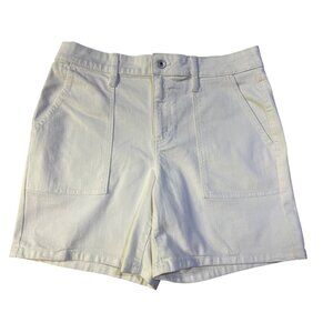 Style & Co Size 12 Mid Rise Denim Utility Shorts White Casual